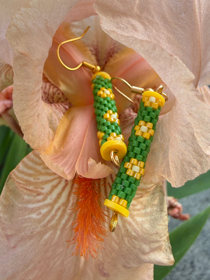 « Secret Garden » – Boucles d’oreilles Miyuki tissées à la main en France | Style bohème chic par Lady B