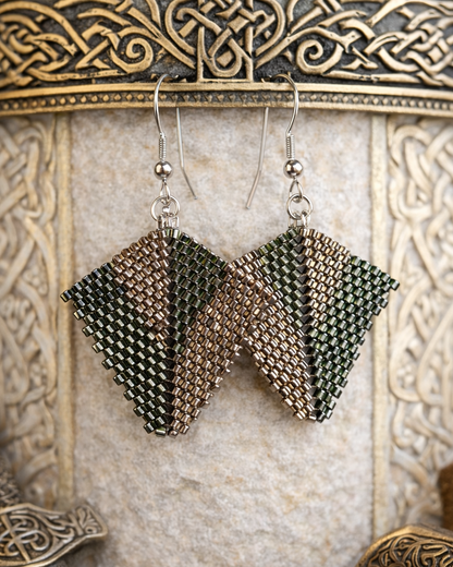 Boucles d’oreilles Celte Vert & Argent – Miyuki et Argent 925