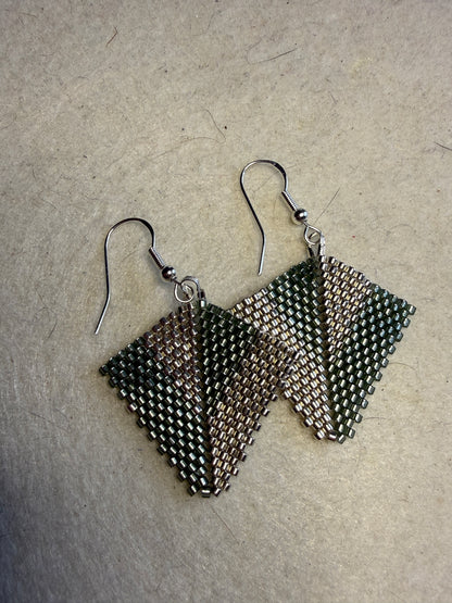 Boucles d’oreilles Celte Vert & Argent – Miyuki et Argent 925