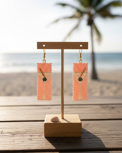 Boucles d'oreilles tisser a la main "Cocktails & Olives"