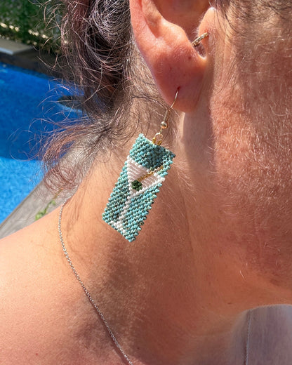 Boucles d'oreilles tisser a la main "Cocktails & Olives"