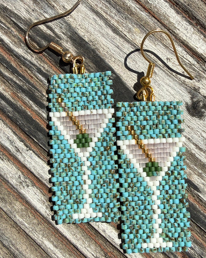 Boucles d'oreilles tisser a la main "Cocktails & Olives"