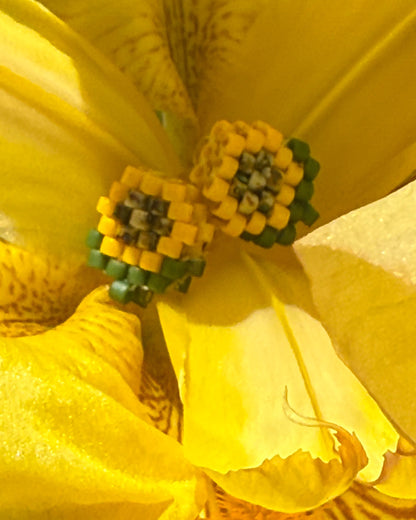 "Soleil de Van Gogh" Puces d'Oreilles Tournesol Tissées Main Acier Inoxydable