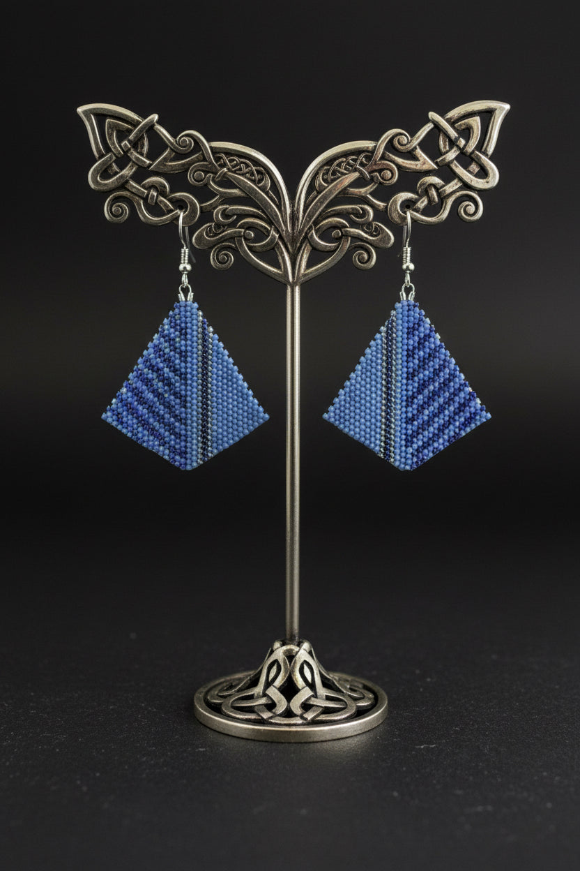 Blue Mirage -Boucles d’Oreilles Bleues Tissées Main – Perles Miyuki & Argent Sterling – Fabrication Française