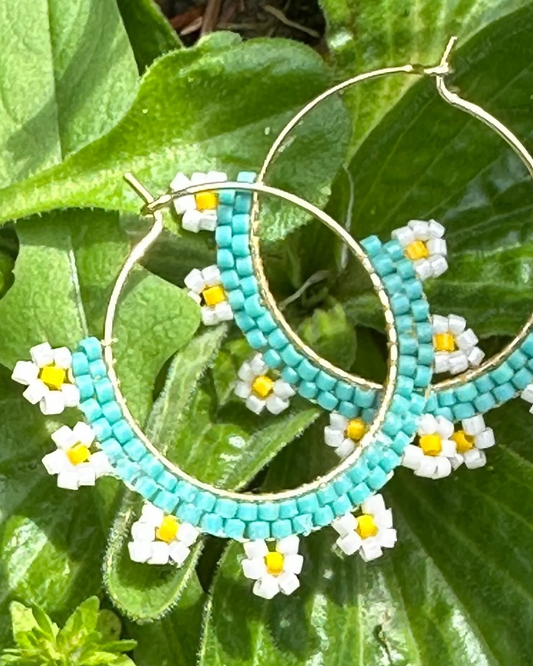 Créoles Daisy – Perles Miyuki tissées à la main